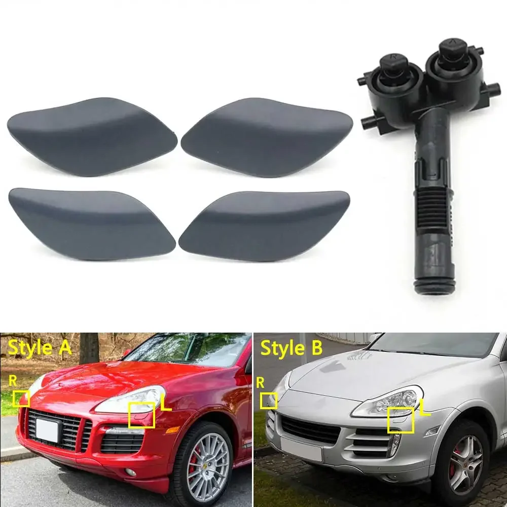 Car Front Bumper Headlight Washer Cleaning Spray Jet Nozzle Headlamp Cover For Porsche Cayenne 9PA 2007 2008 2009 2010