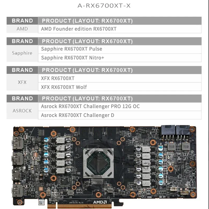 Bykski RX 6700 GPU Water Block For AMD RX 6700XT Sapphire XFX ASRock Video Card / VGA Copper Radiator /12V 5V A-RX6700XT-X