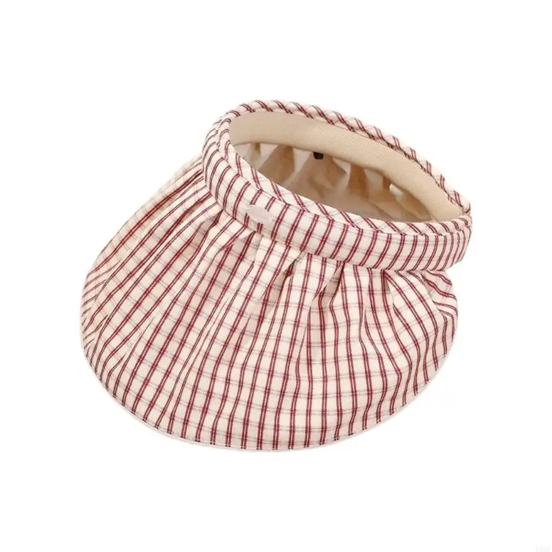 Light weight Cotton Check Sun Hat Wide Border Styles Sun Protecting Unisex Hat Y166