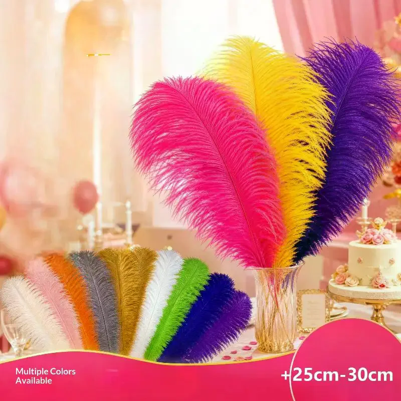 25 To 30cm Ostrich Feather Soft Plume Decorative Feather Multicolor Options For Wedding Home Party DIY Craft Ornament