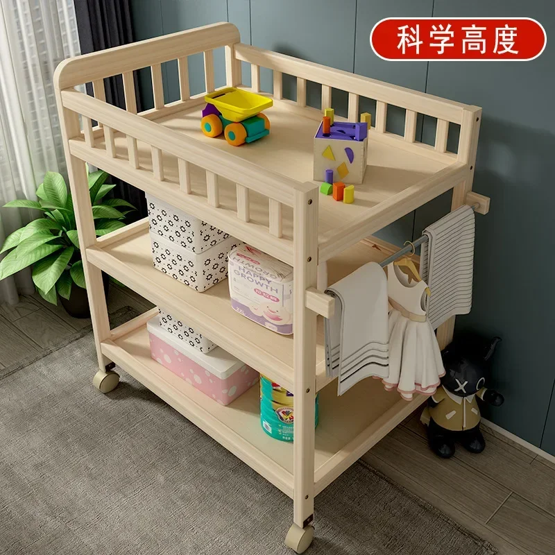 Baby Solid Wood Diaper Changing Table for Newborns Babies Multifunctional Bathing Massage Touch Care Changing Table Movable