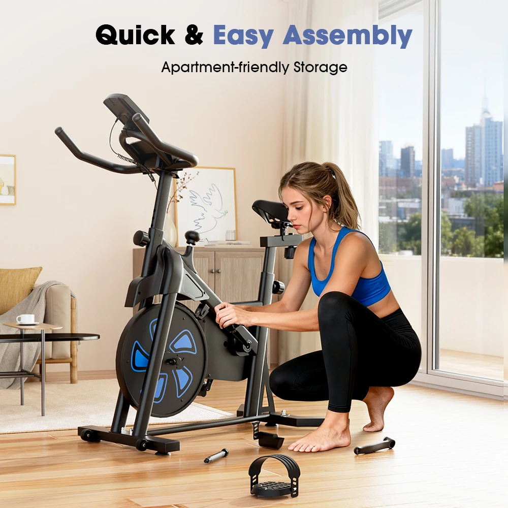 Formill QK116C Indoor-Fahrrad mit Magnetwiderstand, 12KG Schwungrad, 287lbs, 100-Stufen-Widerstand, LCD-Display, Leiser Riemenantrieb, Heim-Cardio – Detail 12