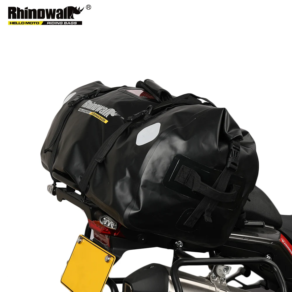 Rhinowalk Motorcycle Tail Seat Bag 65L Waterproof Bag Large Capacity Motor Dry Duffel Bag Travel Hiking Camping Outdoor Storage