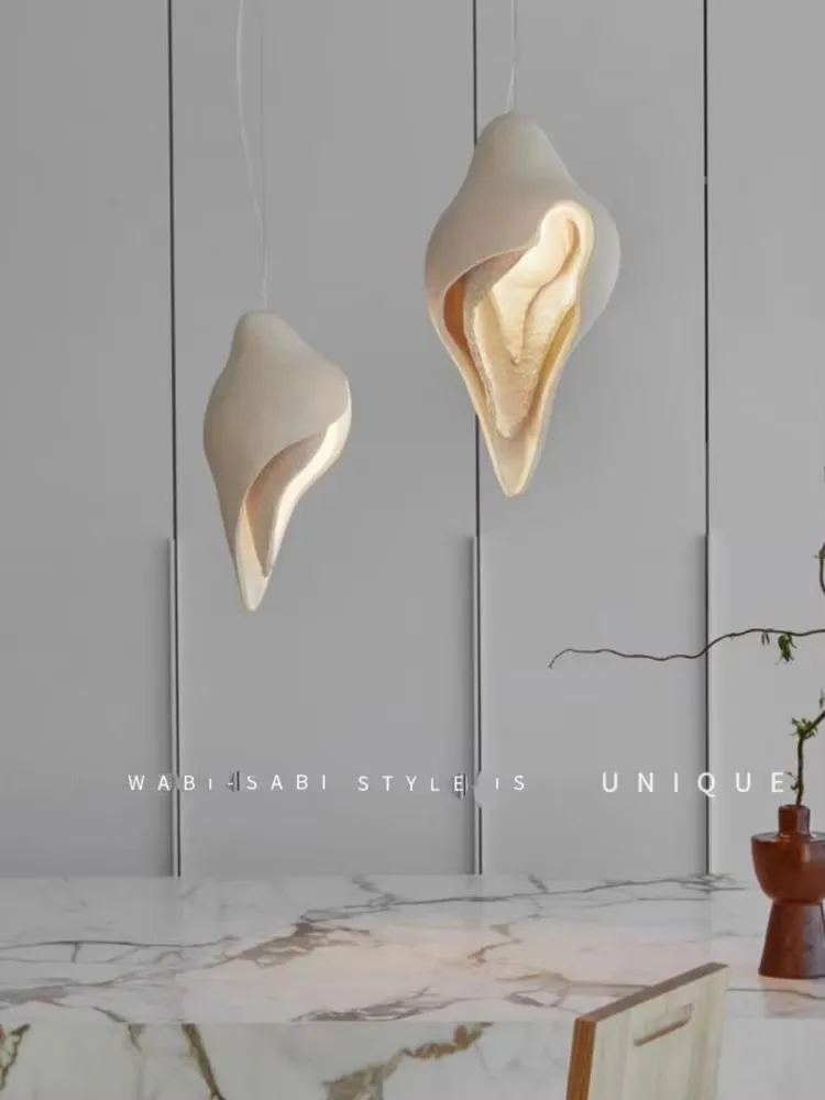 French Gypsum Restaurant Pendant Lamp Living Room Lamp Conch Lamp Wabi Sabi Style New Bedroom Bedside Lamp Staircase Lamp