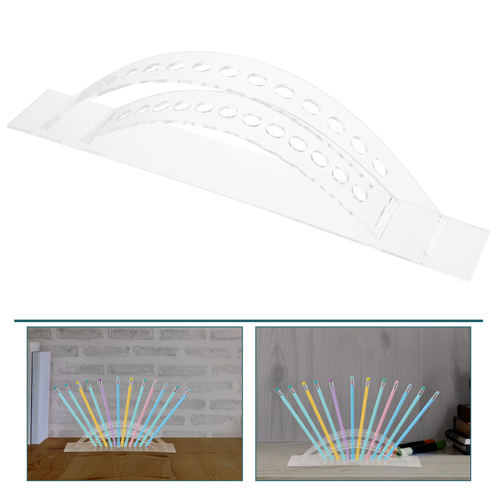 

Clear Acrylic Pen Display Stand 12 Slots Arch Pencil Organizer Desktop Holder Makeup Brush Storage for Office School Home