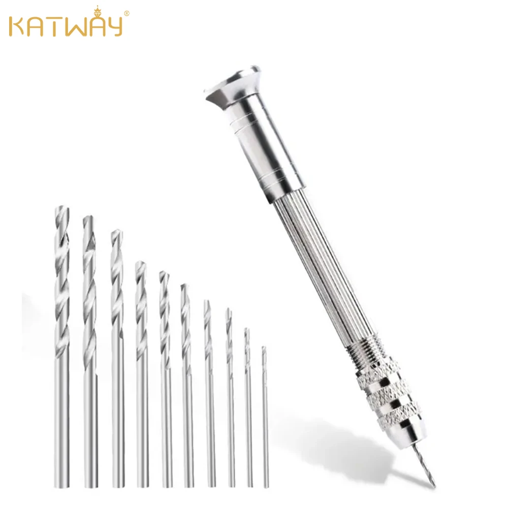 Mini Micro Aluminum Hand Drill 1 Set With 0.8mm-3.0mm Drill Screws for DIY Jewelry Making Handmade Tools KATWAY HH-AA18