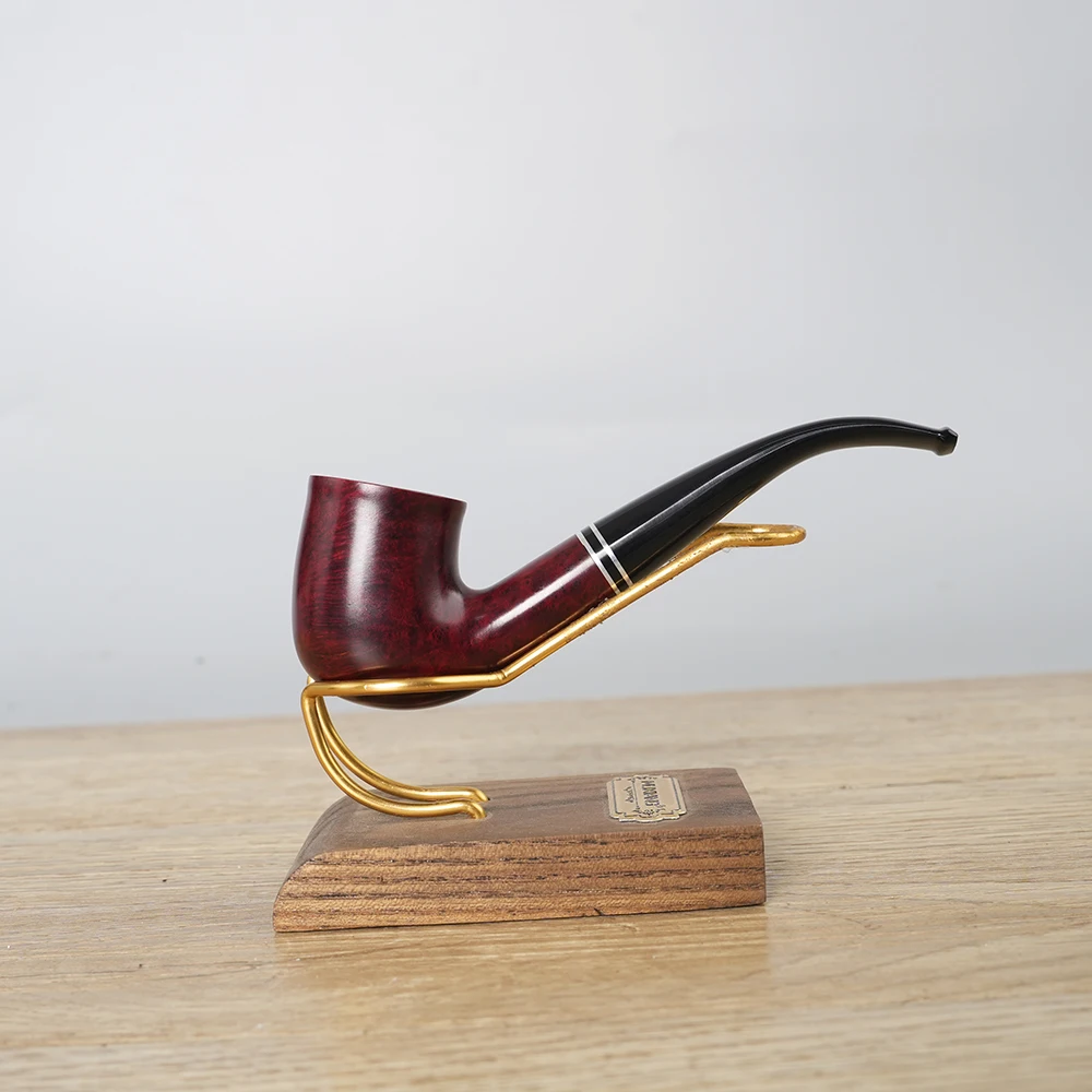 tobacco pipe, hand carved pipe, classic curved handle pipe, solid wood bucket, 9mm pipe channel, Father's Day gift