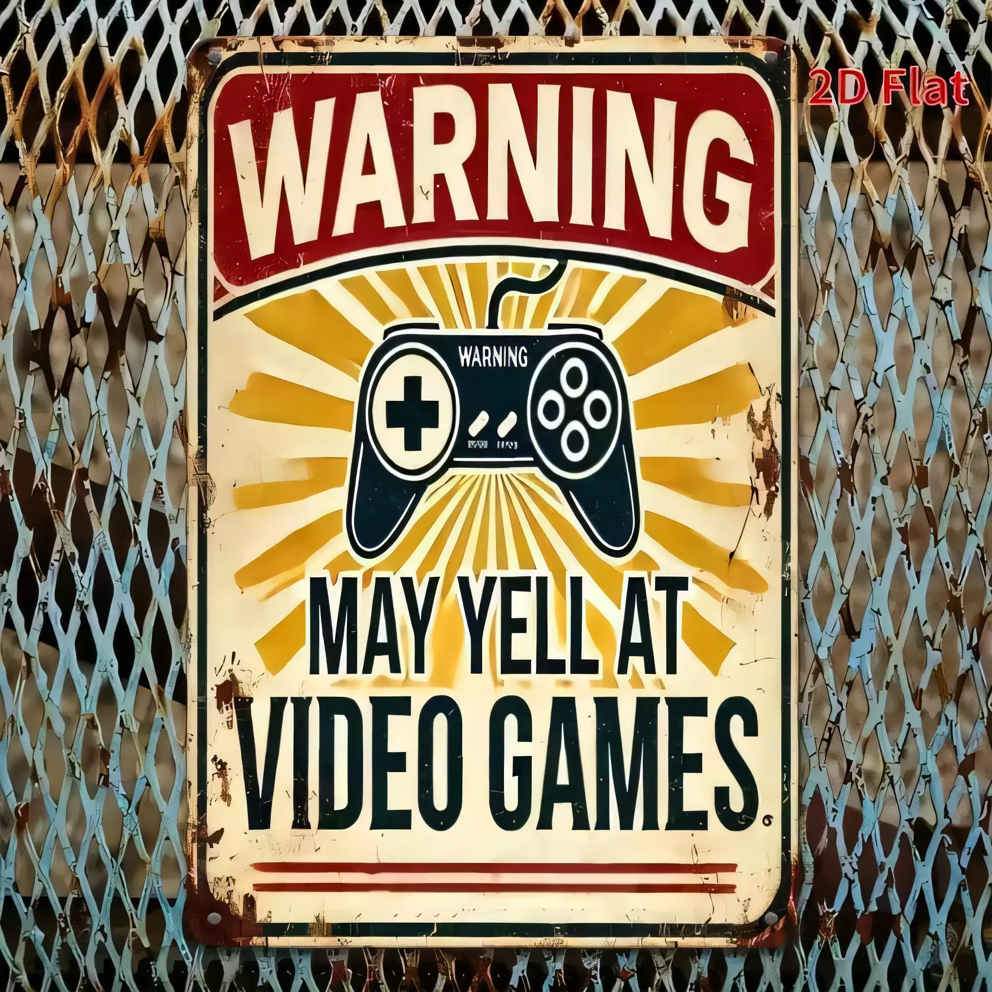 Warning May Yell At Video Games Tin Sign Retro Gaming Console Poster Metal Wall Art  Bar Pub Garage Man Cave Decor Vintage Style