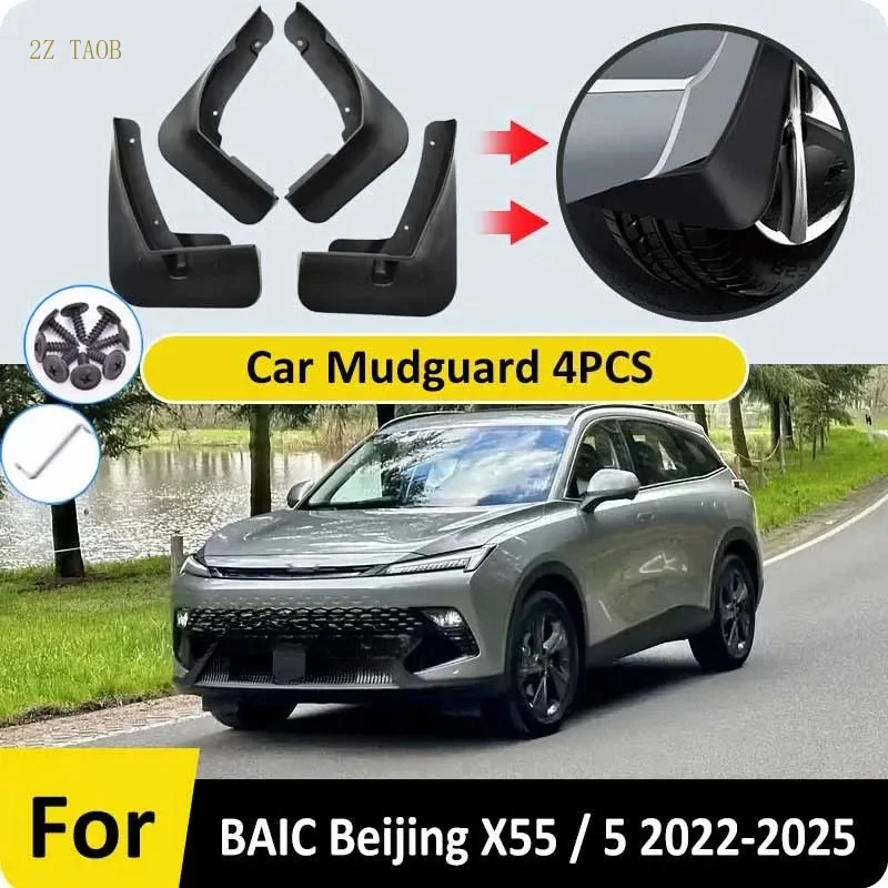 Car Mudguard For BAIC Beijing X55 X6 5 Tiger Six 2022-2025 MudFlaps Wheel Fender Guards Dustproof Splash Mudguards