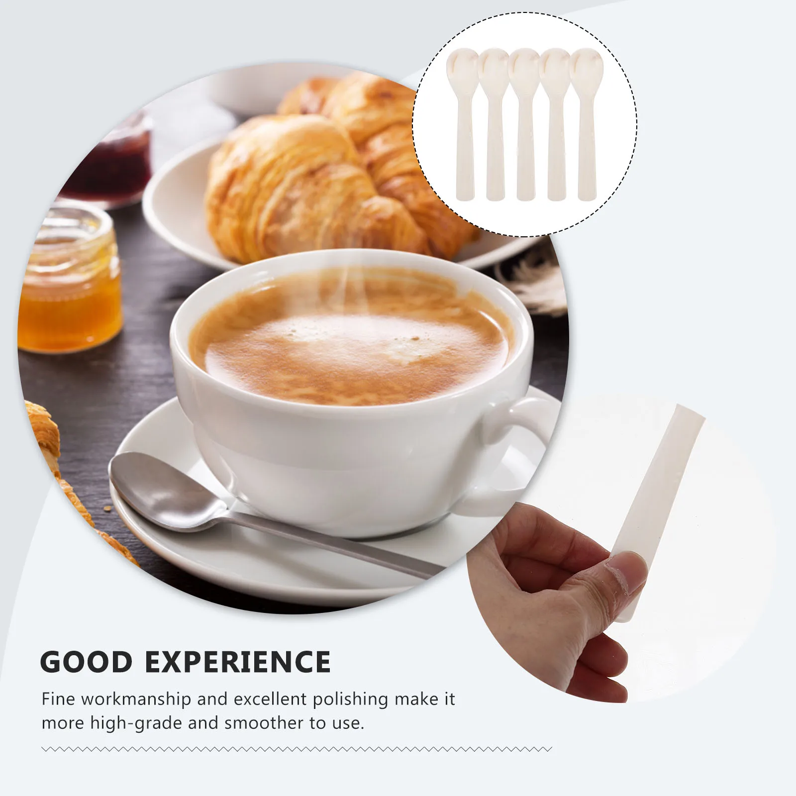 5Pcs Shell Mixing Spoons Premium Coffee Stirring Spoon Smooth Round Head Dishwasher Safe Multi Function Beverage Dessert Spoon