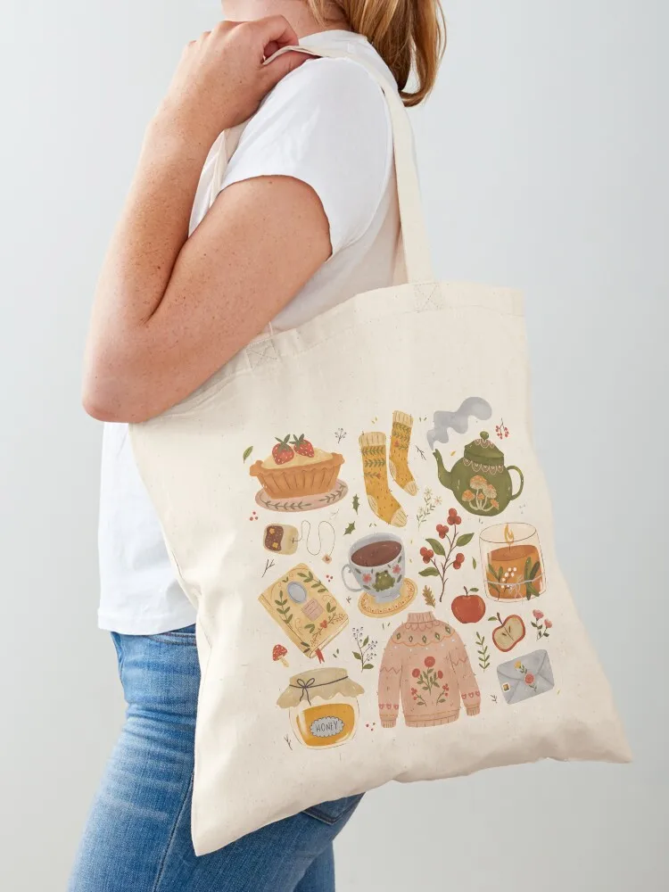 Cozy Cottage Pattern Tote Bag tote bag women eco bag folding tote men's