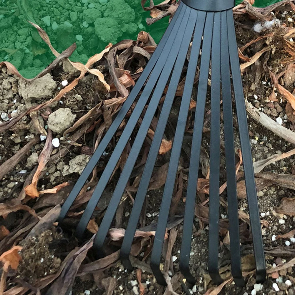 Garden Rake Small Leaf Rakes for Lawns Rubber Handle Tool Heavy Duty Yard Work Soil Loosening Weeding Planting Gardening