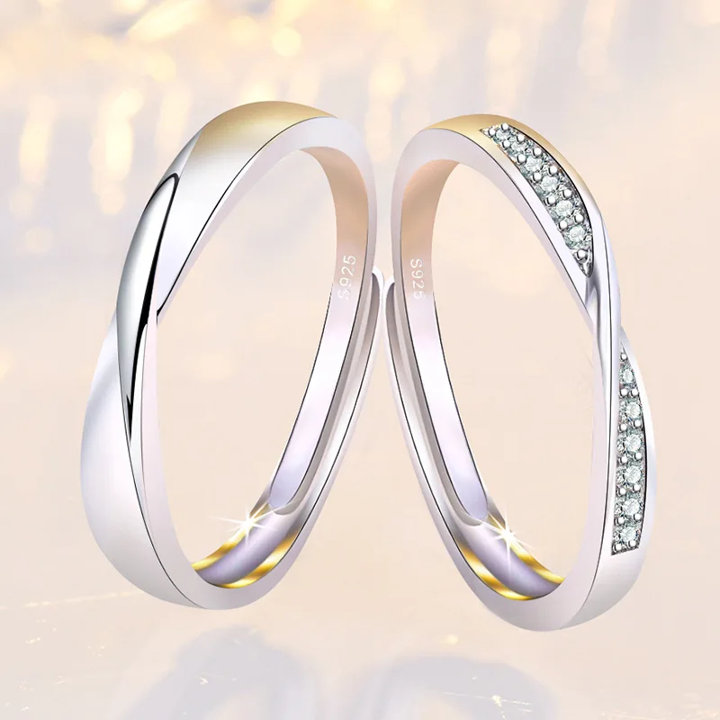 925 Sterling Silver CZ Cubic Zircon Statement Couple Rings For Women Men Valentines Day Gift Fashion Jewelry Wholesale