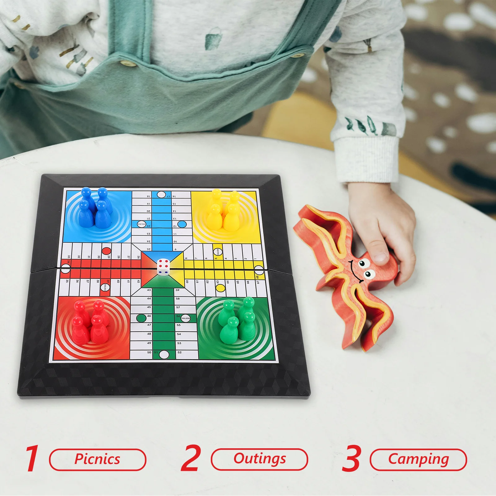 

Flying Chess Playset Outdoor Chess Board Game Funny Family Picnic Travel Home Entertainment Set Board Funny Family Game