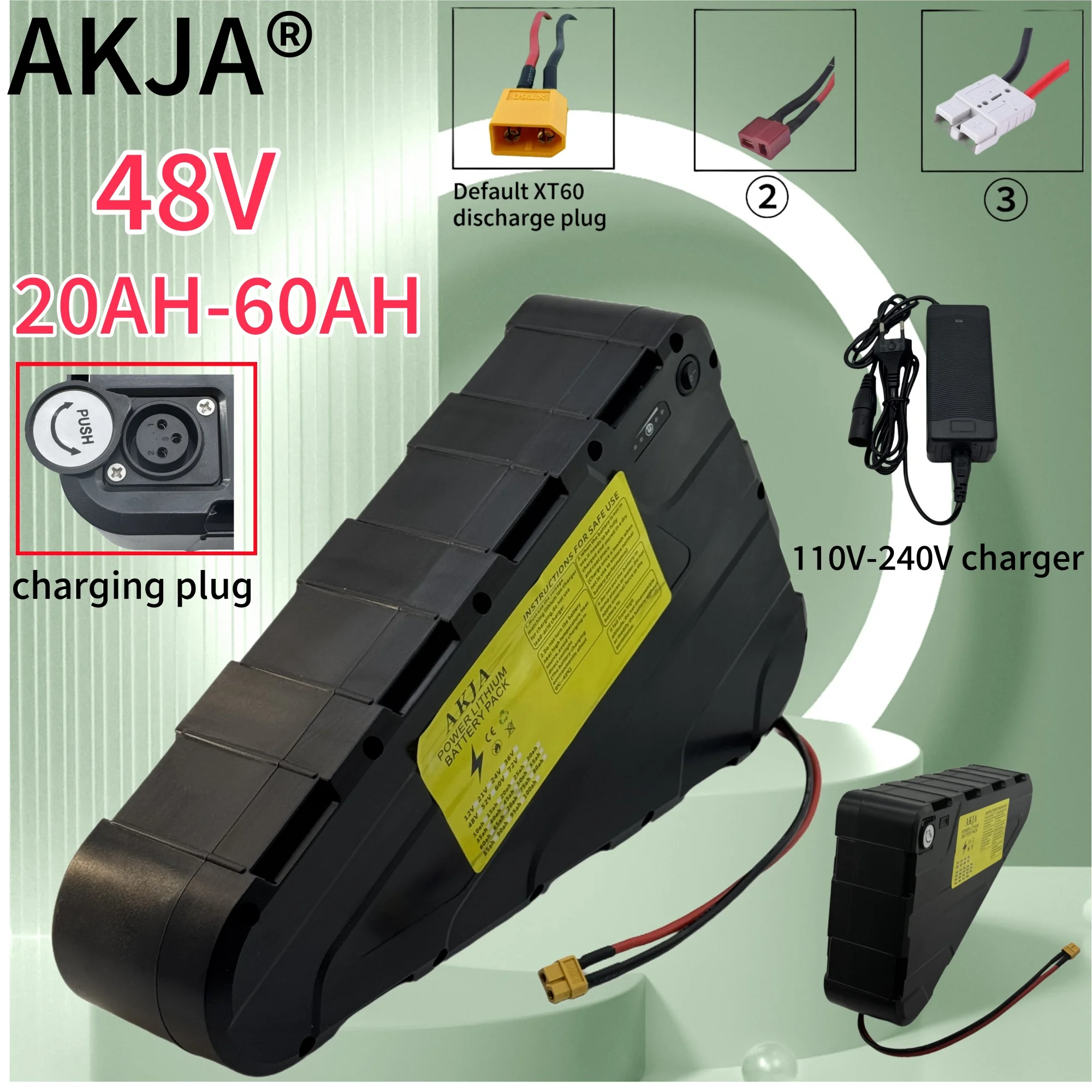 

Air fast transportation 48V60AH High Capacity Waterproof Hard Case Strong power battery pack 350W500W750W1000W triangle battery