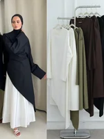 Abayas musulmanes du Moyen-Orient, arabes, de Dubaï pour femmes, ensemble deux pièces avec haut et jupe, robe kaftan modeste pour le Ramadan, vêtements islamiques pour femmes 1