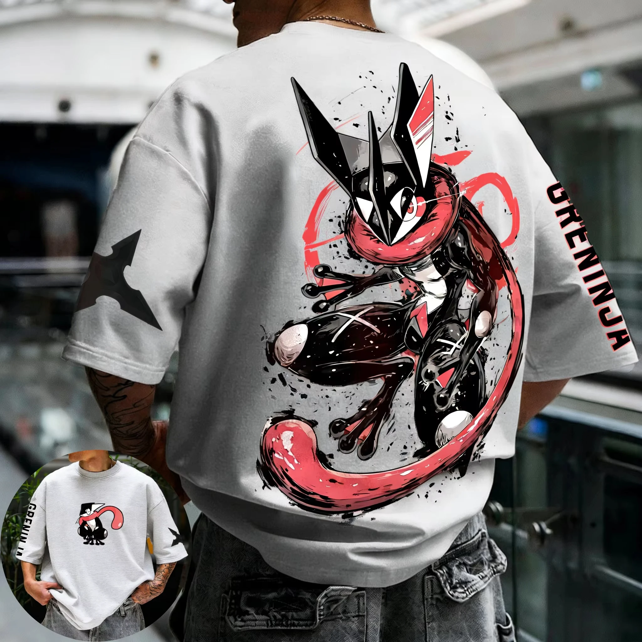 Men  Graphic T-shirt  Animal Print  Tee Summer Casual Loose Streetwear Short Sleeve Unisex Cotton Tops Daily Street Outfit