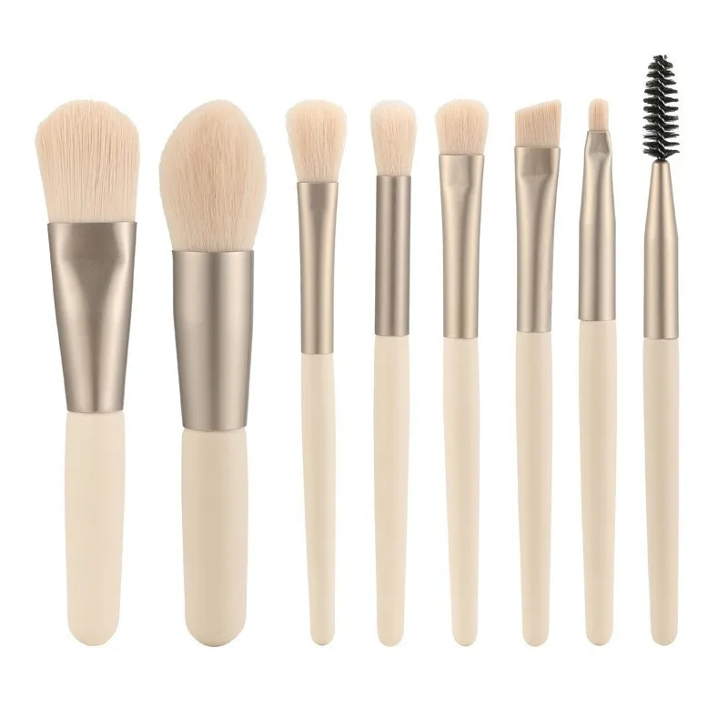 Ombretto Fondotinta in polvere Ciglia Correttore labbra Fard Set di pennelli per trucco 8 pezzi Mini set di pennelli per trucco morbido portatile da viaggio