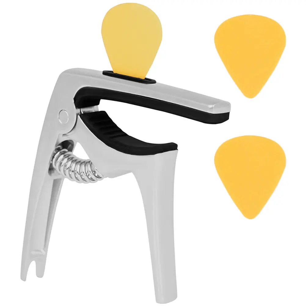 Guitar Capo Metal Sturdy Tuning Clip Universal Multifunctional for Acoustic Electric Classical Ukulele Guitar Picks Included view 2