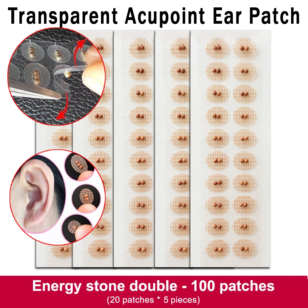 100/200Pcs Transparent Ear Point Stickers Ear Pressure Stick Acupuncture Magnetic Beads Auricular Ear Stickers Massage