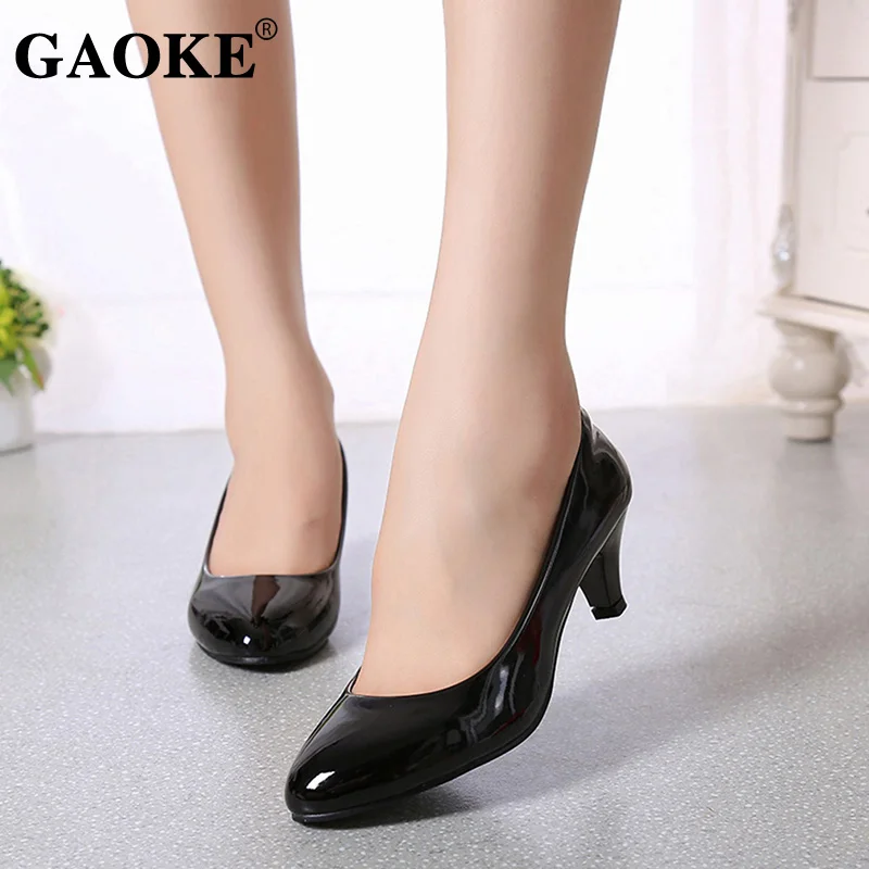 New Women\'s Shoes On Heels Elegant Medium High Heeled Ladies Pointed Toe Fashion Pumps For Woman Office Black White Red