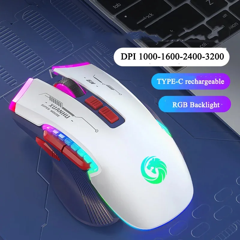 2.4G Wireless Computer Mouse For Laptop PC Bluetooth RGB Rechargeable Wireless Mouses Mice LED Backlit Ergonomic Gaming Mouse