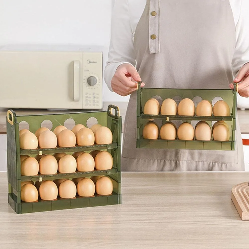 Plastic Egg Storage Box 30/20 Grid Egg Box Refrigerator Side Door Egg Storage Box Flippable Egg Tray Storage Rack