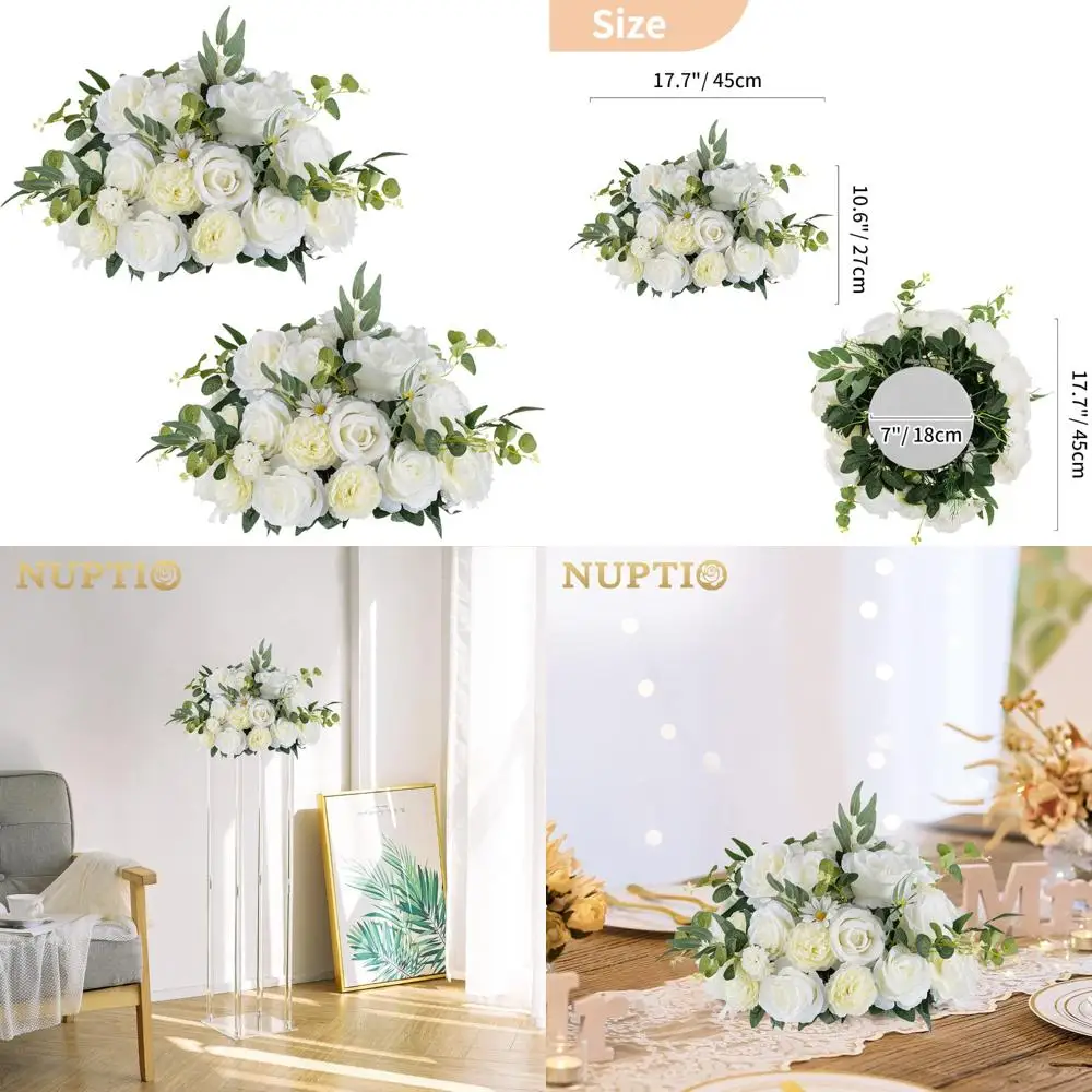 

Artificial Flower Balls for Wedding Centerpieces - 2 Pack, 16 Inch Diameter, Fake Flower Arrangements for Party Decorations and