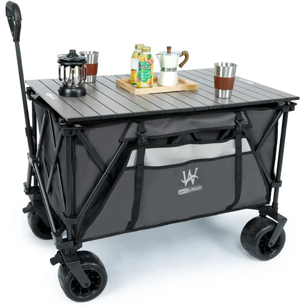 

Whitsunday Heavy Duty Collapsible Wagon Cart,Folding Outdoor Wagon,Utility Camping Park Wagon Cart with Aluminum Table Plate