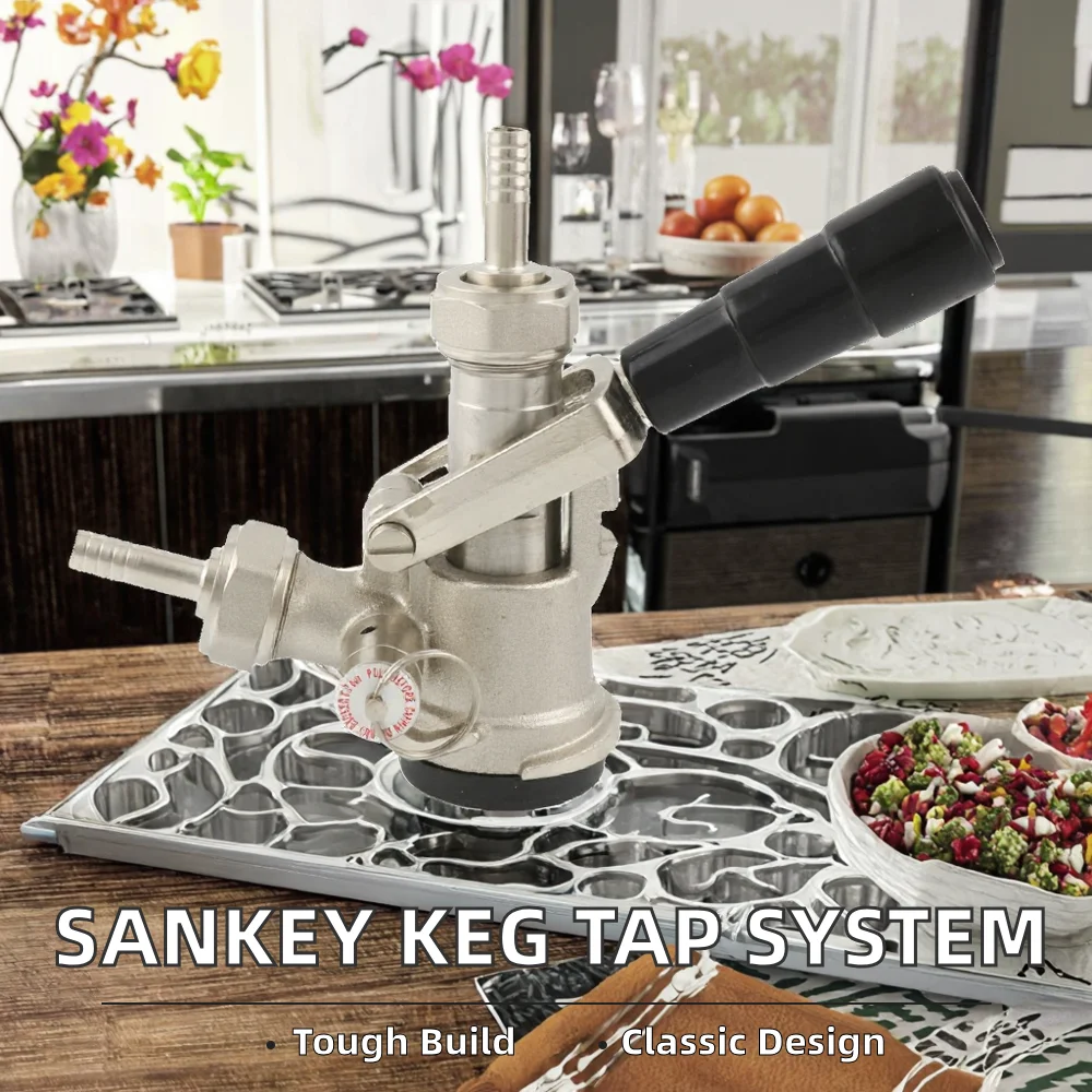 Homebrew Kegerator Keg Head Dispenser Sankey Tap System D S Type Stainless Steel Probe Pressure Valve Metal Beer Keg Coupler