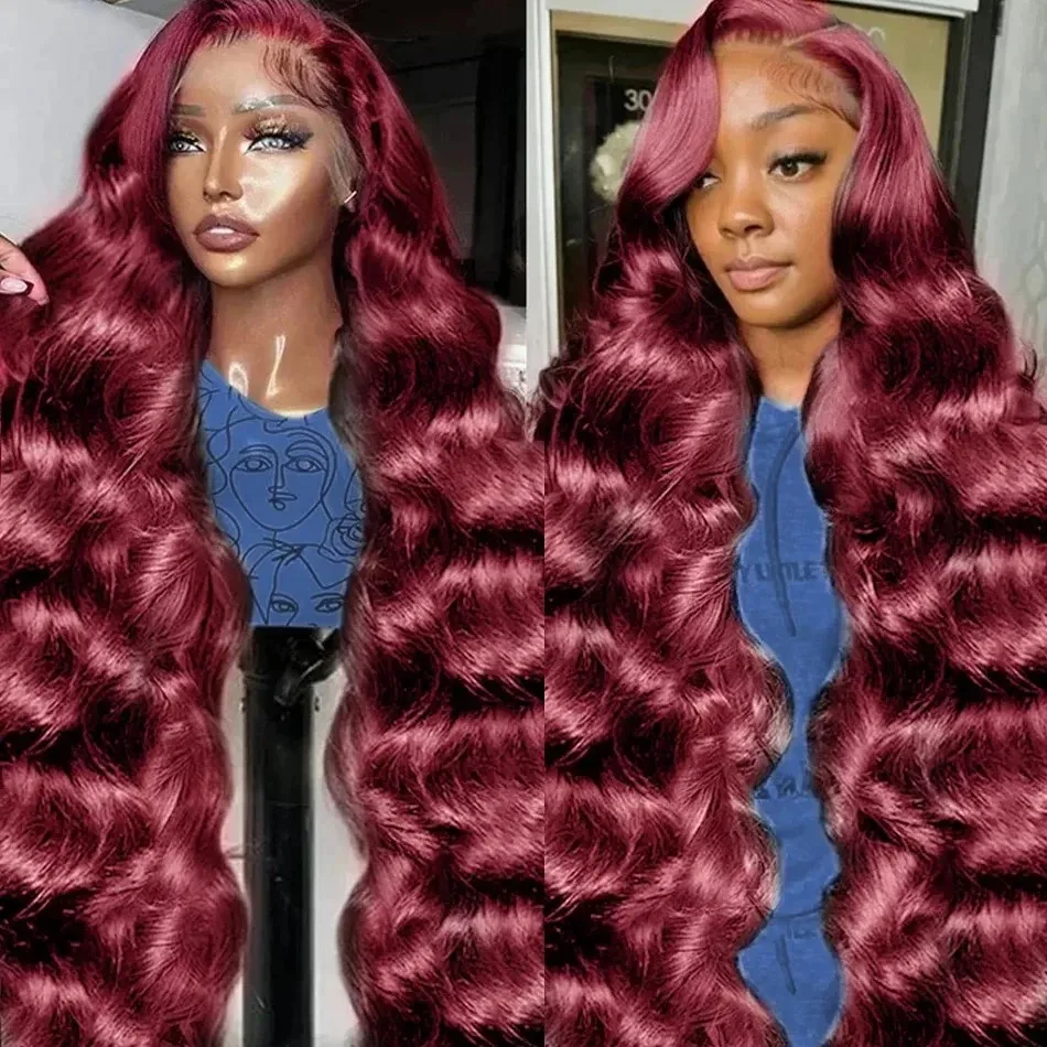 200% Density 13x6 Body Wave Hd 13x4 Lace Frontal Human Hair Wig For Black Women 99j HD Full Lace Front Brazilian Wig Human Hair