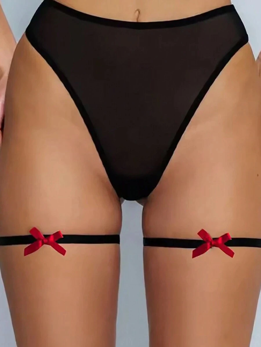 Women Sexy Simple Bowknot Thigh Leg Strap Garter Gothic Leg Adjustable Hip Harness High Waist Stocking Belt Halloween Valentine