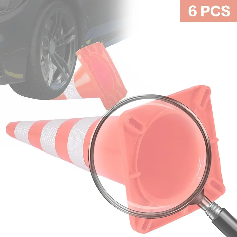 

35 Inch 6 Pack Traffic Cones with Reflective Collars Parking Cones PVC Road Cones for Traffic Control Driveways and Parking Lots