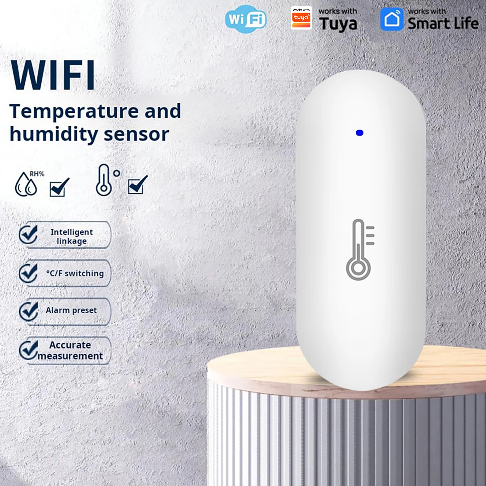 Tuya WiFi Temperature Humidity Sensor Smart Life APP Monitoring For Home School Office Smart Life