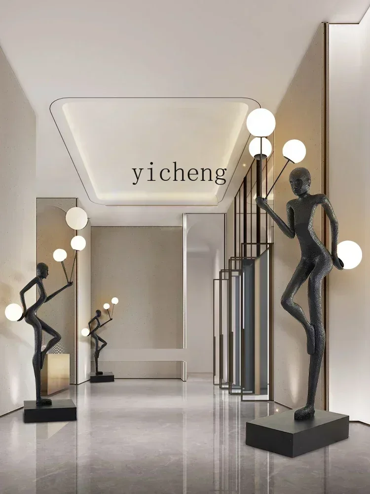 YY Creative Man-Shaped Mall Abstract Figure Sculpture Welcome Art Floor Lamp