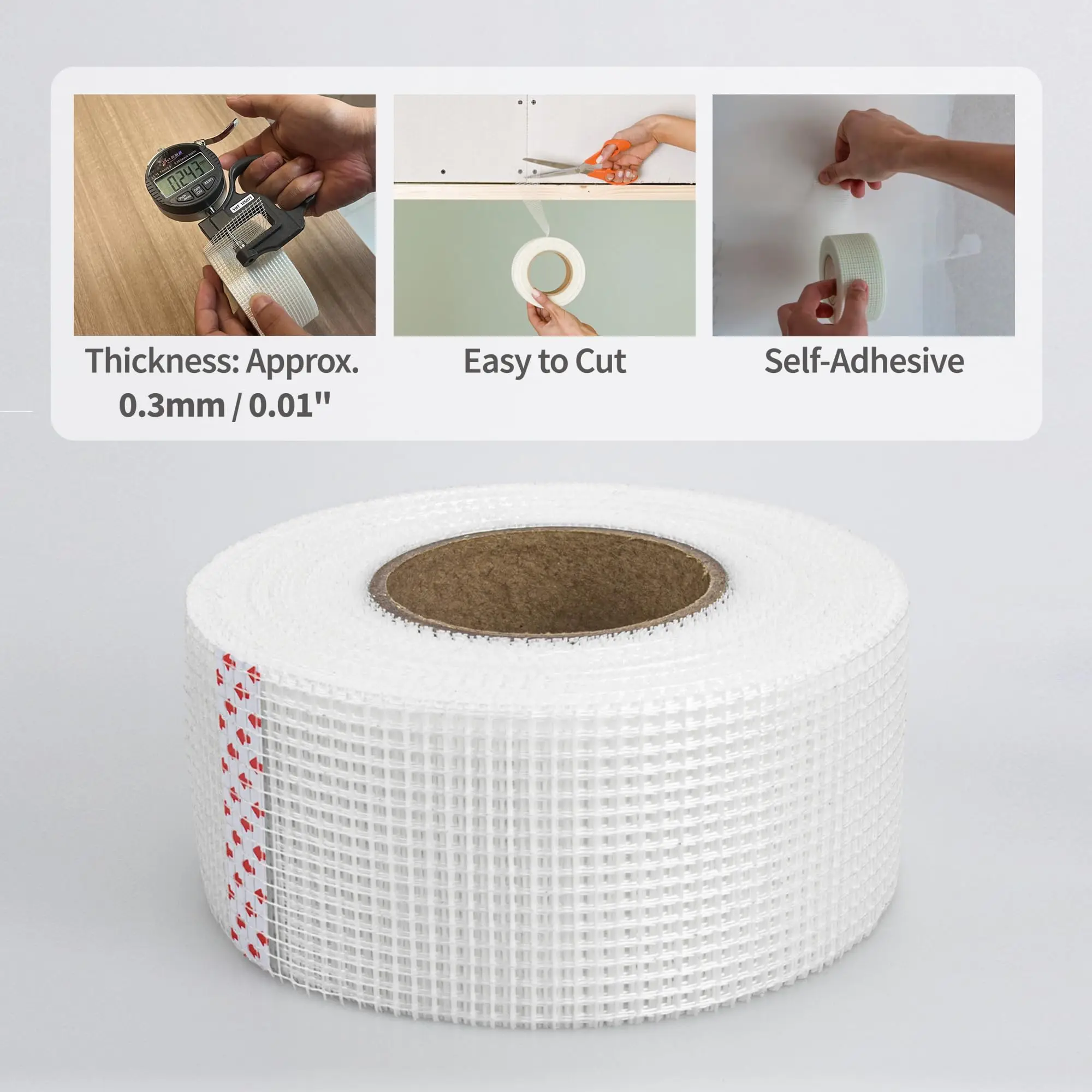 1/2Pcs 2Inch X 49.2Ft Self-Adhesive Fiberglass Mesh Tape Drywall Joint Tape for Wall Crack Repair Plastering