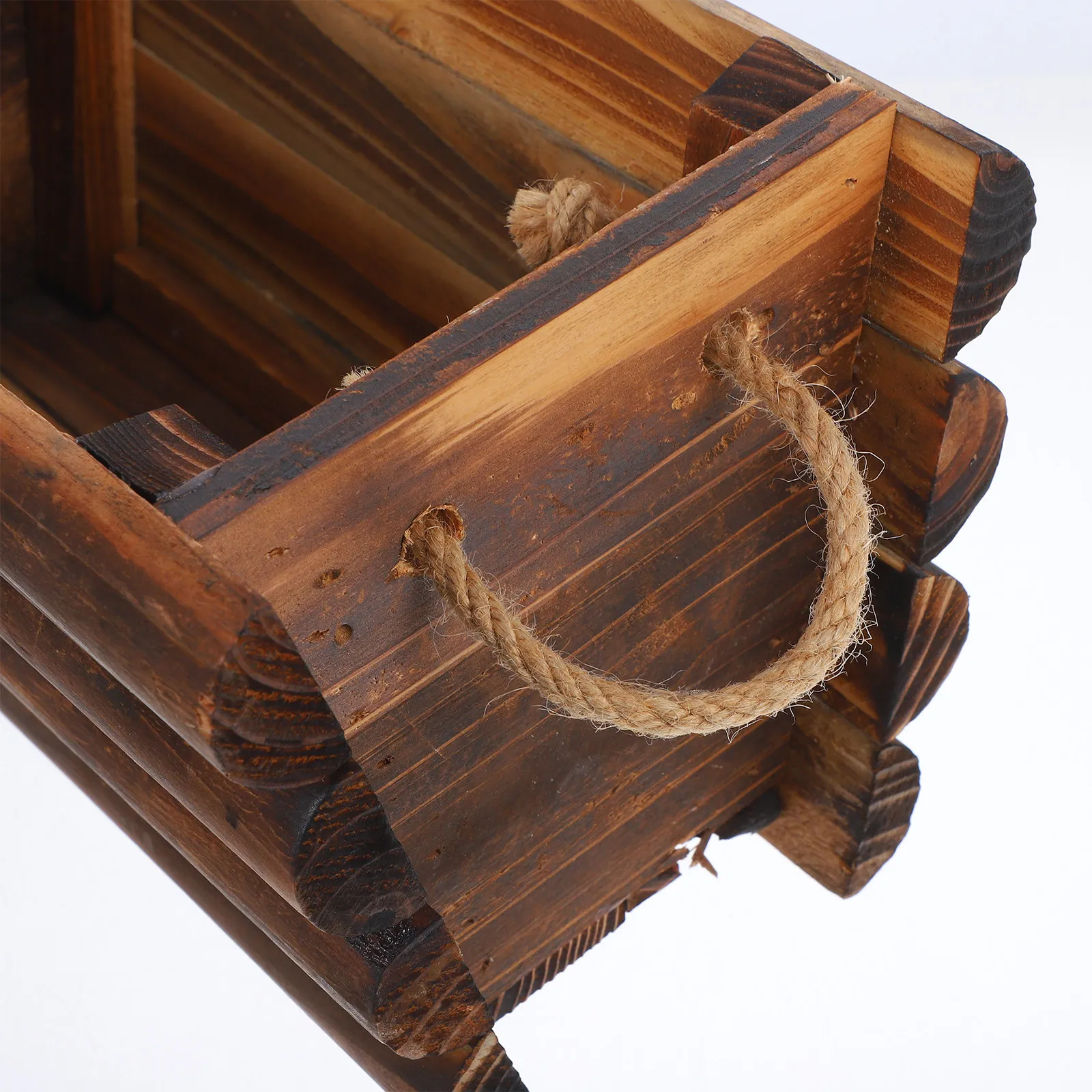 Solid Wood Rectangular Succulent Planter Box Rustic Garden Flower Pot for Balcony Terrace Indoor Outdoor Plant