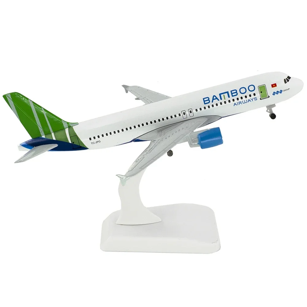 20cm Aircraft Bamboo Airways Airbus A320 with Landing Gear Alloy Plane Model Toys Children Kids Gift for Collection