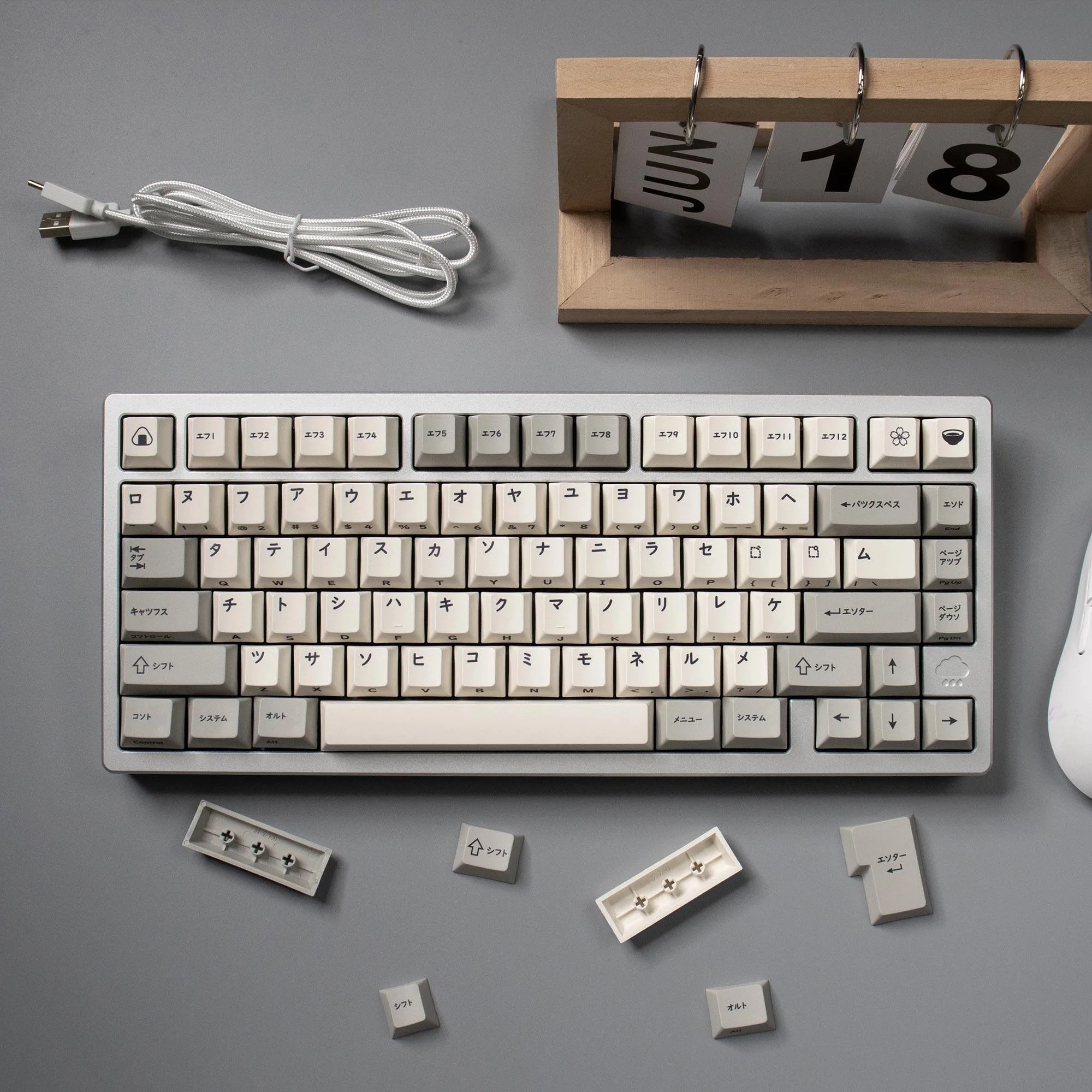 Retro Japanese Mechanical Keyboard Side Printed Keycaps Korean Russian 7U ISO Enter PBT Cherry Profile Keycap For Mx Switch DIY