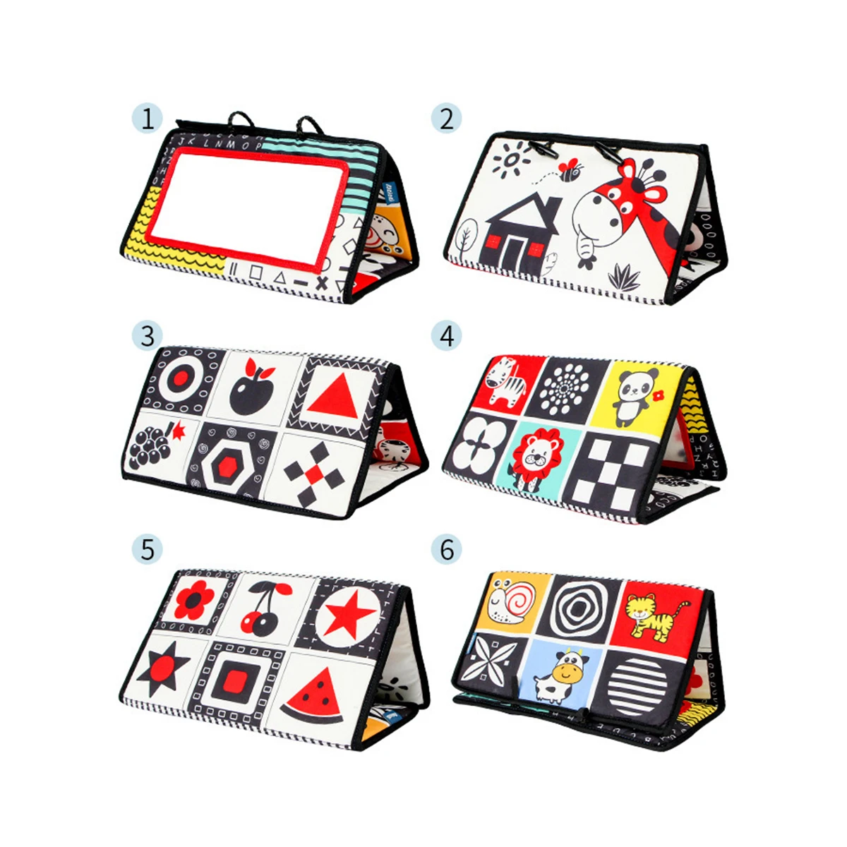 白黒新生児用ミラーおもちゃ、赤ちゃんのうつ伏せ遊び、モンテッソーリ教育、ハイコントラストアクティビティ感覚玩具