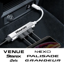 4 In 1 Docking Station Car USB HUB Cable For Hyundai Tiburon Palisade Starex I10 I20 Grandeur Getz Venue Nexo Auto Accessories