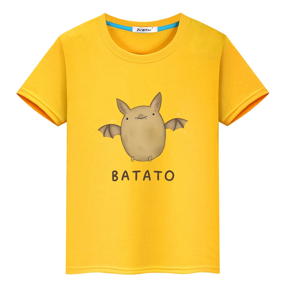 Potato Batato Cartoon T-shirt 100% Cotton Short Sleeve Graphic Tee-shirt for Children Kawaii Boys/Girls Casual Tshirts Cute Soft