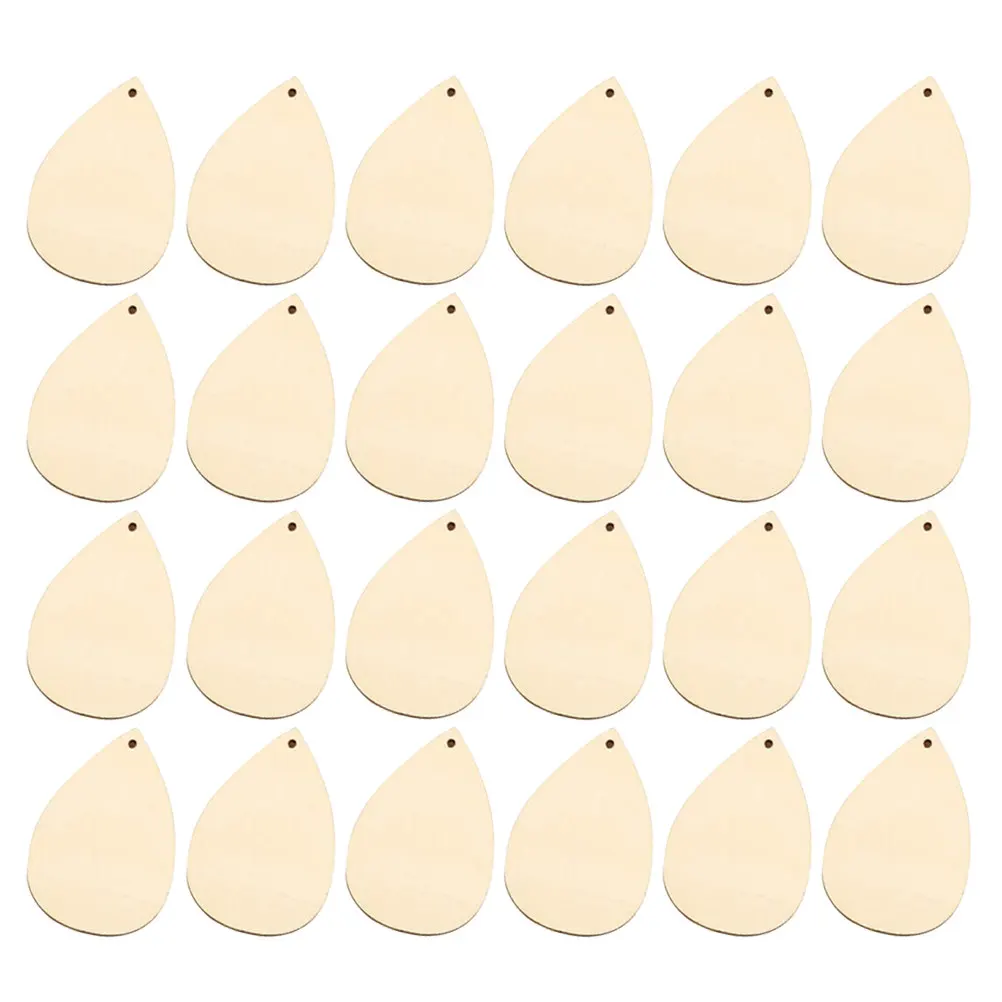 50Pcs Water Drop Wooden Blanks Natural Safe Material for Crafting Home Wedding Decor DIY Ornament Craft Cutouts Supplies