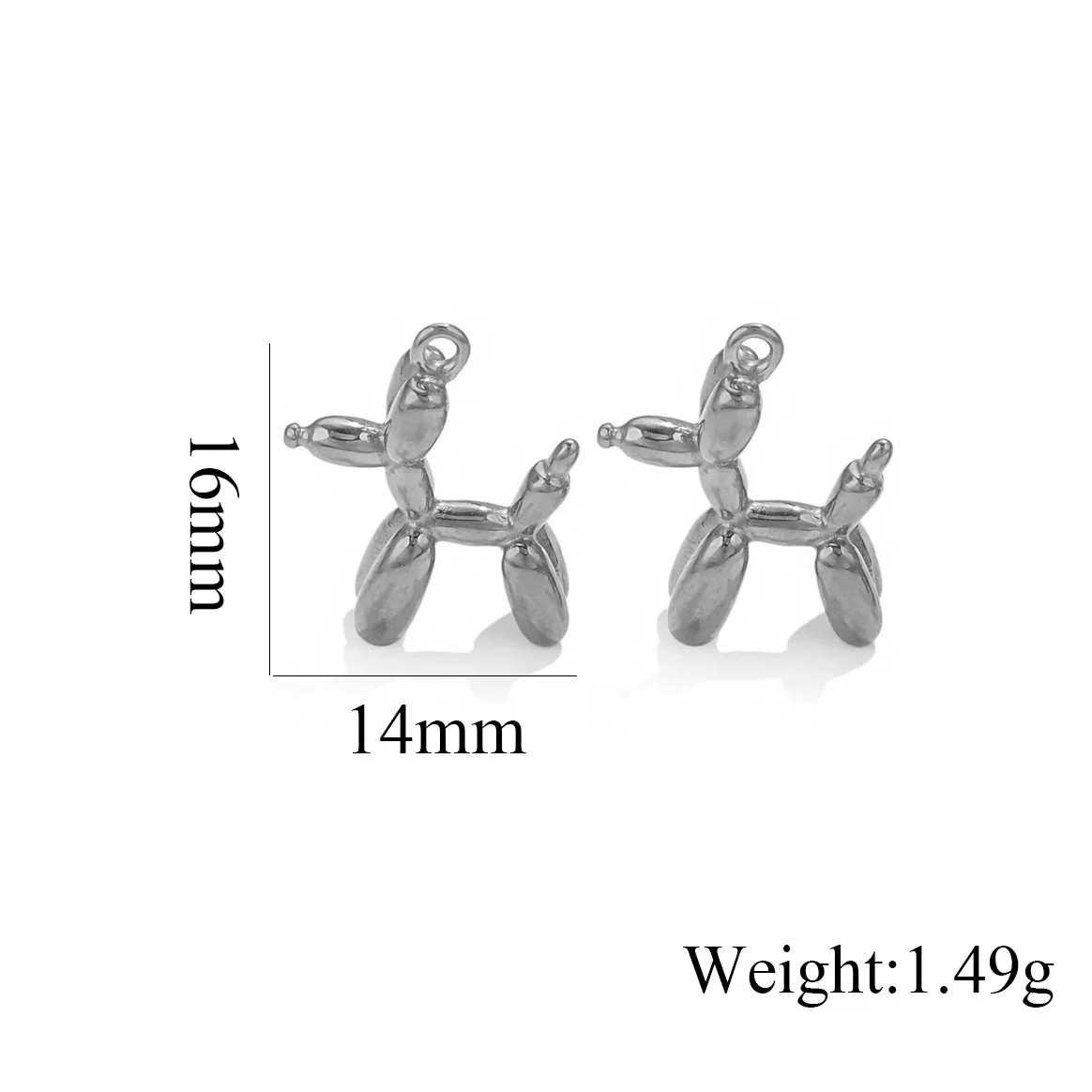 New Multiple Sizes Stainless Steel Cute Balloon Dog Charms For Jewelry Making Supplies Diy Necklace Earrings Bracelet