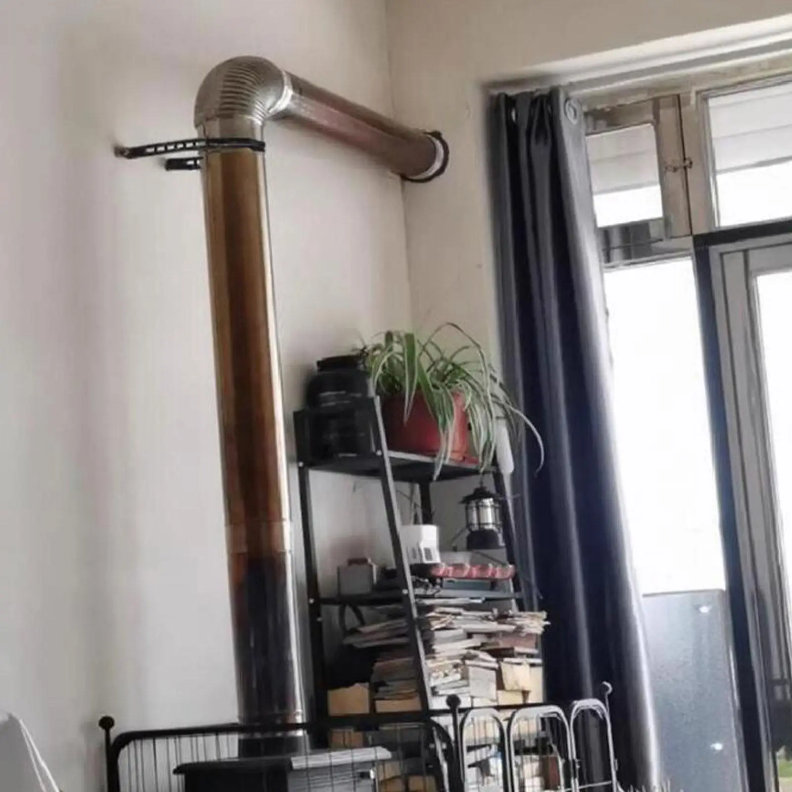 High Temperature Resistant Chimney Pipe Clamp Wall Support Adjustable Stainless Steel Hanger for Stove Flue Vent