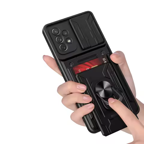 Shockproof Armor Case for Samsung A51 A71 A12 A52 A72 A22 A32 A13 A53 Galaxy S20 FE S21 Plus S22 Card Holder Stand Cover