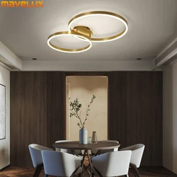 Nordic Round Circle Led Chandeliers Gold Coffee Ceiling Light For Bedroom Living Dining Room Kitchen Study Indoor Daily Fixtures