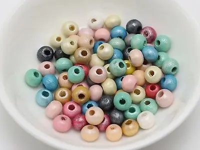 500 Mixed Color Pearlized Luster Wood Beads 6mm ~Wooden Beads