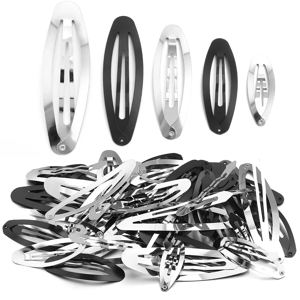 Pinces à cheveux ovales en métal BB, 4-8cm, 10 pièces/lot, Barrettes simples en épingle à cheveux pour bricolage, couvre-chef fait à la main, outils pour cheveux, accessoires artisanaux