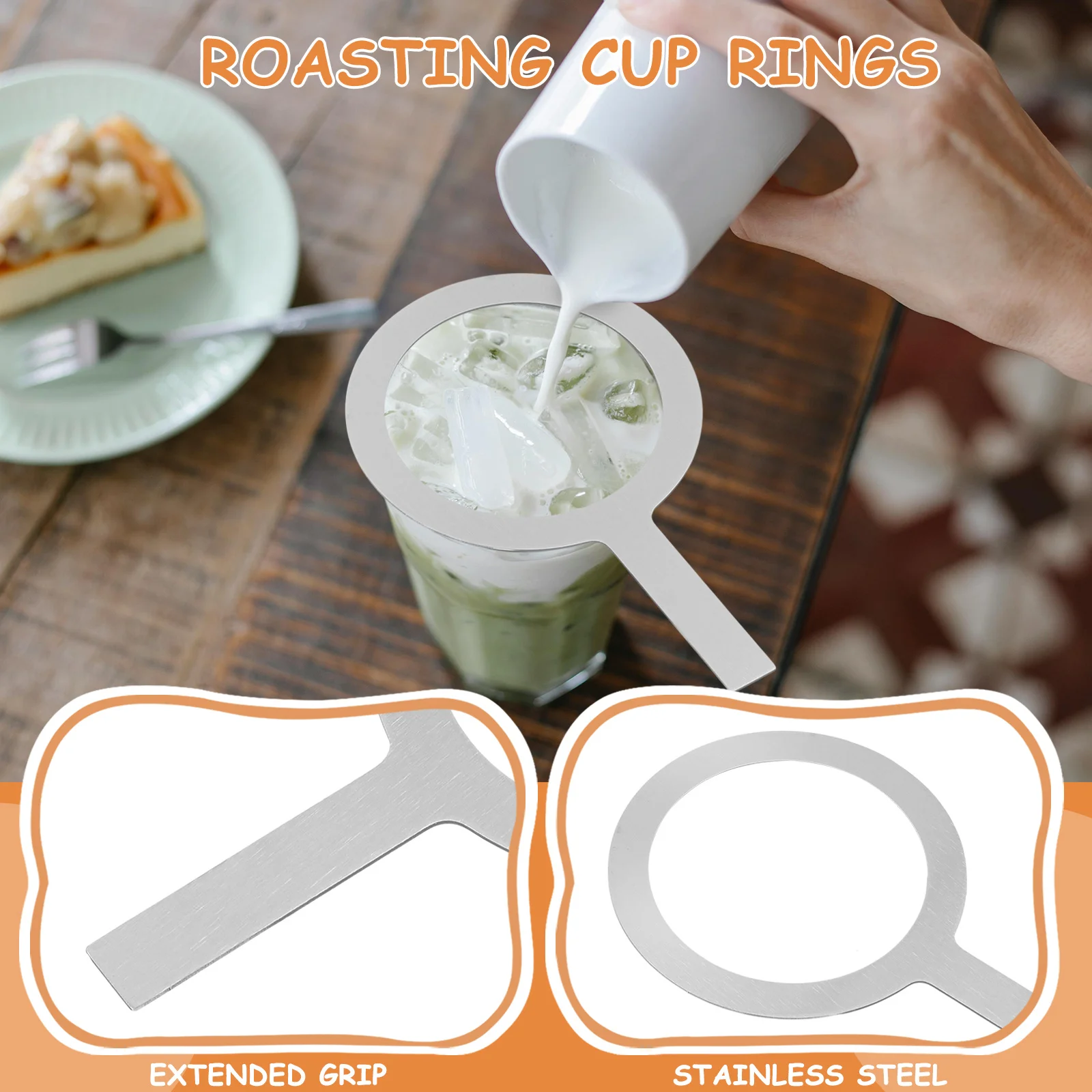 2 قطعة الفولاذ المقاوم للصدأ كوب تحميص خواتم مقاومة للحرارة كوب محمول حافة يغطي لصنع الحليب الشاي القهوة اكسسوارات المطبخ